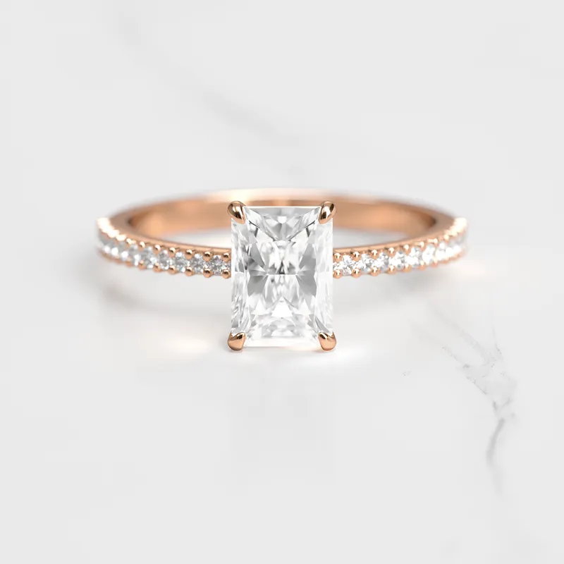 RADIANT HALF PAVE TAPERED DIAMOND RING vy 4
