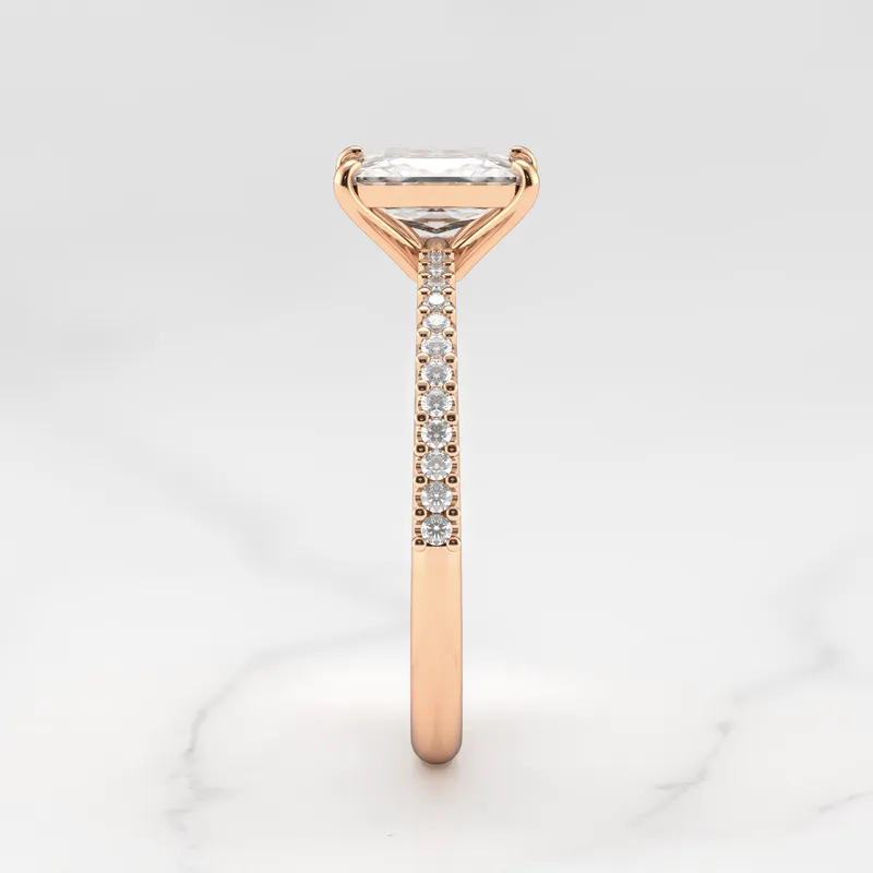 RADIANT HALF PAVE TAPERED DIAMOND RING vy 7