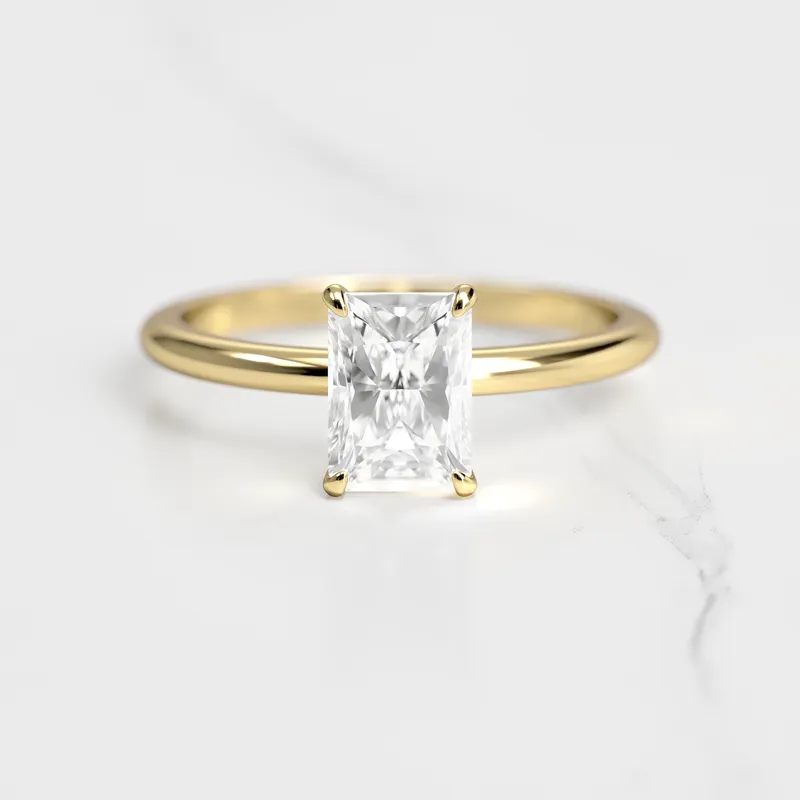 Radiant Tapered Solitaire Diamond Ring vy 4
