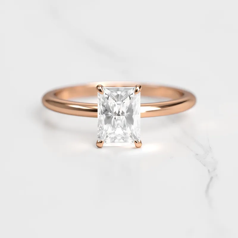 Radiant Tapered Solitaire Diamond Ring vy 5