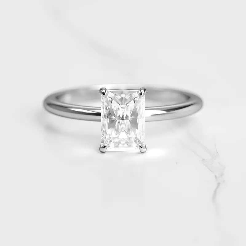 Radiant Tapered Solitaire Diamond Ring vy 6