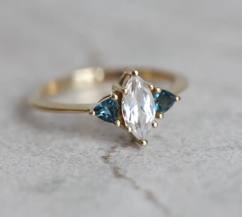 Rain White Sapphire Topaz Ring vy 2