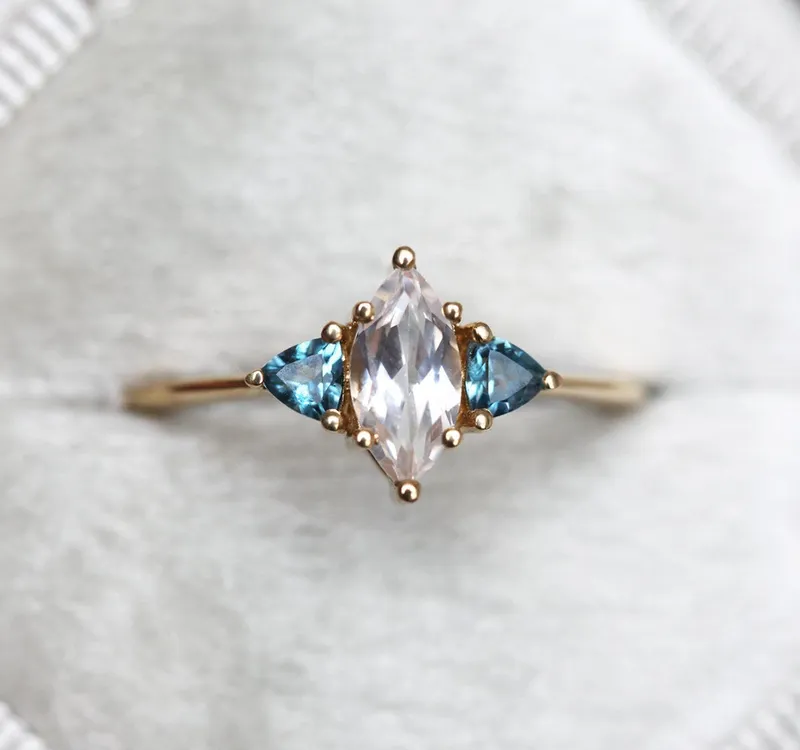 Rain White Sapphire Topaz Ring vy 3