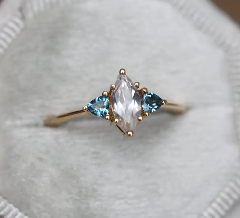 Rain White Sapphire Topaz Ring vy 4