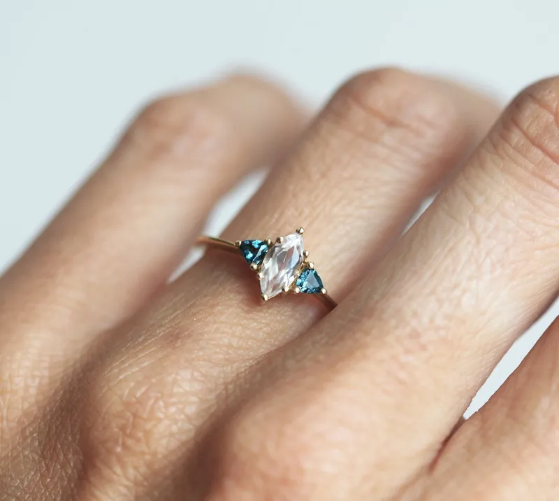 Rain White Sapphire Topaz Ring vy 5
