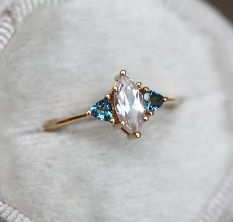 Rain White Sapphire Topaz Ring vy 6