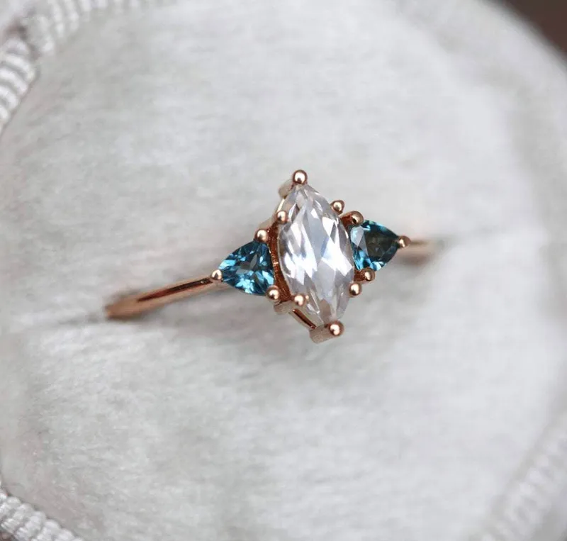 Rain White Sapphire Topaz Ring vy 7