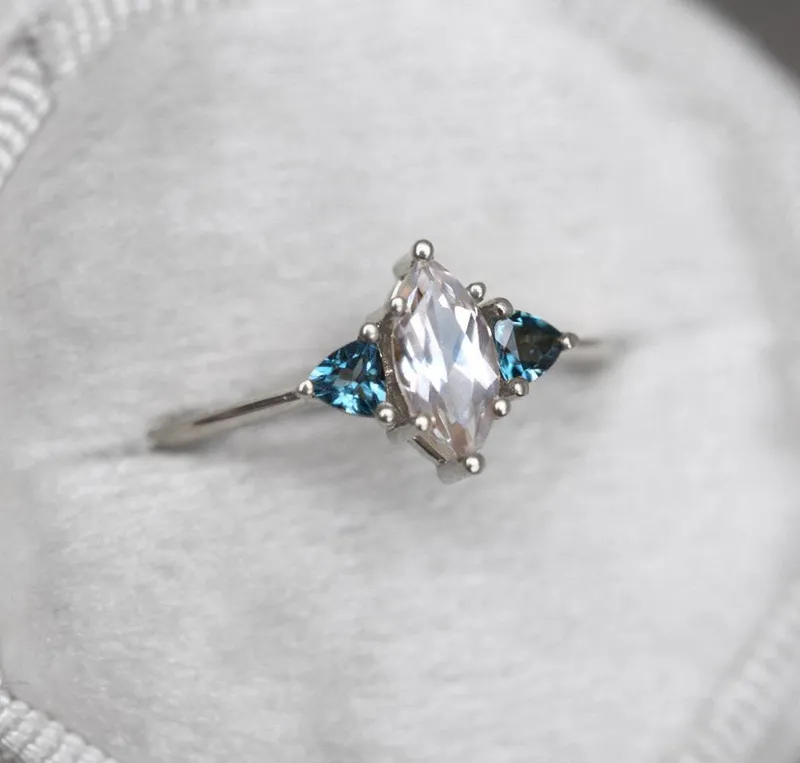 Rain White Sapphire Topaz Ring vy 8