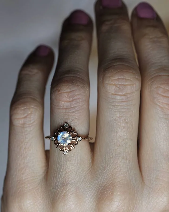 RAINBOW MOONSTONE RING, MOONSTONE ENGAGEMENT view 4