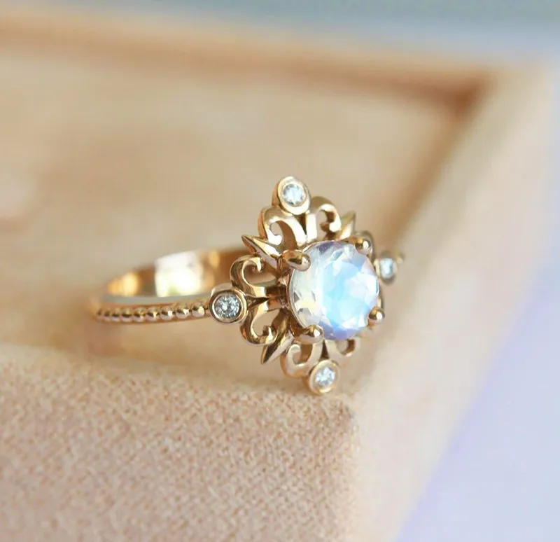 RAINBOW MOONSTONE RING, MOONSTONE ENGAGEMENT view 6