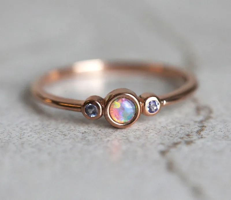 Rania Opal Ring round cut engagement ring