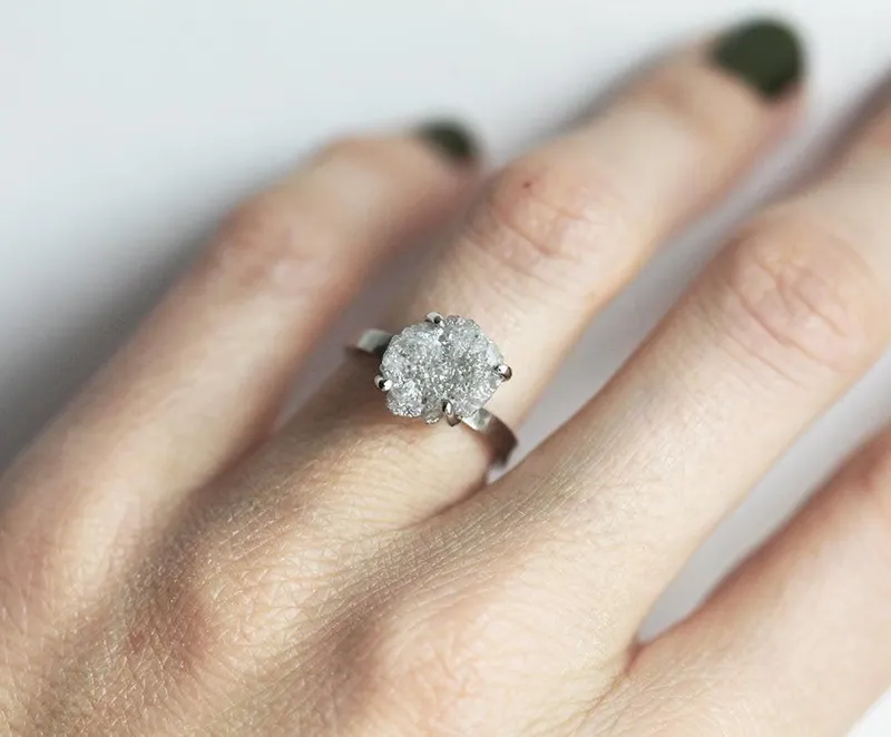 Raw Diamond Ring, Engagement Ring vy 5