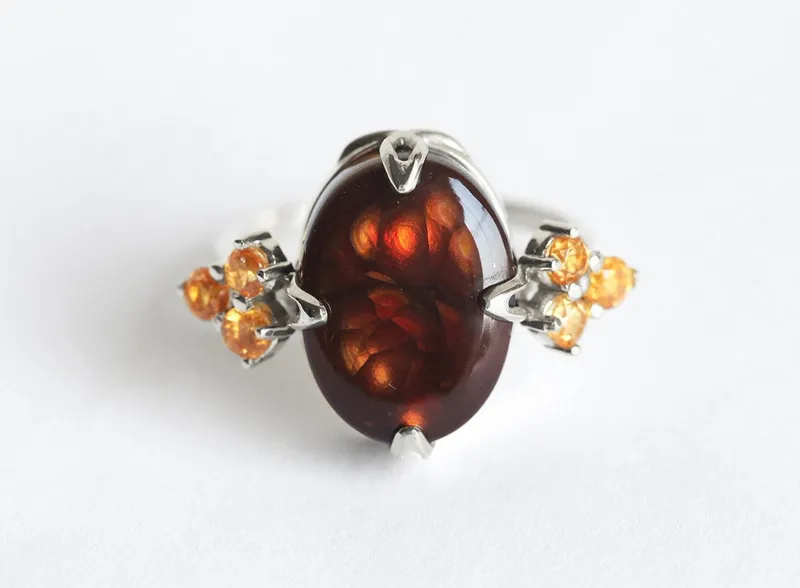 RAYA FIRE AGATE RING vy 6