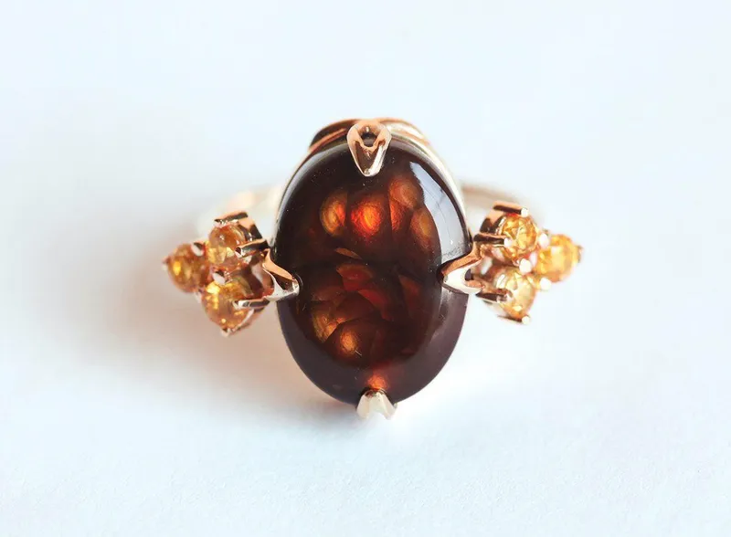 RAYA FIRE AGATE RING vy 7