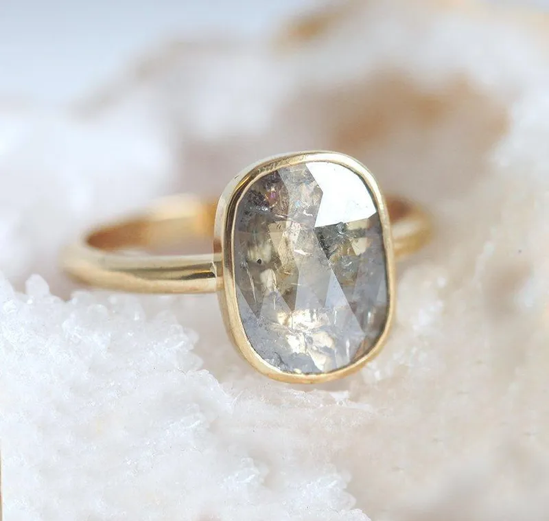 Rebecca Salt & Pepper Diamond Ring diamond cushion cut engagement ring