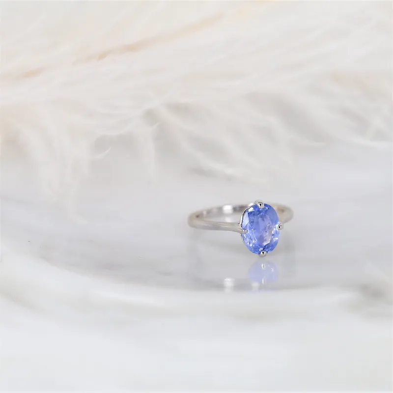 2.68cts Ready to Ship Reese 14kt White Gold Indigo Winter Galaxy Sapphire Compass Set Oval Solitaire Ring view 3