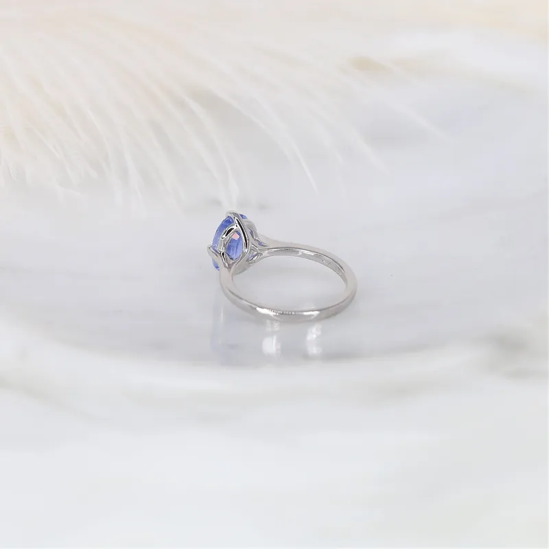 2.68cts Ready to Ship Reese 14kt White Gold Indigo Winter Galaxy Sapphire Compass Set Oval Solitaire Ring view 2