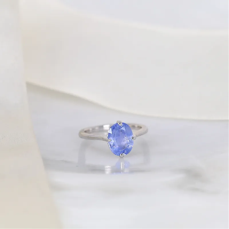 2.68cts Ready to Ship Reese 14kt White Gold Indigo Winter Galaxy Sapphire Compass Set Oval Solitaire Ring view 7