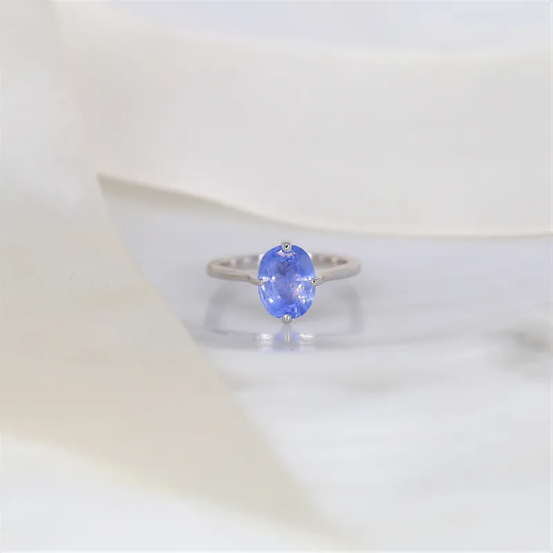 2.68cts Ready to Ship Reese 14kt White Gold Indigo Winter Galaxy Sapphire Compass Set Oval Solitaire Ring view 6