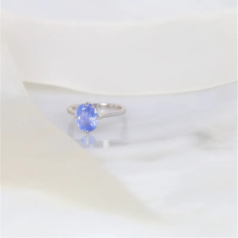 2.68cts Ready to Ship Reese 14kt White Gold Indigo Winter Galaxy Sapphire Compass Set Oval Solitaire Ring view 5