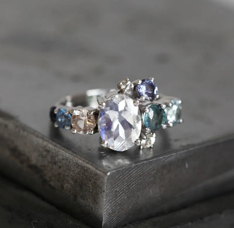 Revel Oval Moonstone Cluster Ring view 2