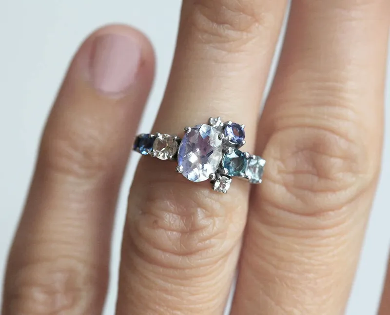 Revel Oval Moonstone Cluster Ring view 3