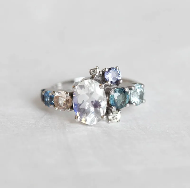 Revel Oval Moonstone Cluster Ring view 4