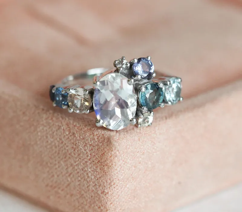 Revel Oval Moonstone Cluster Ring view 5