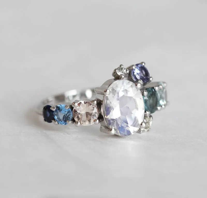 Revel Oval Moonstone Cluster Ring view 6