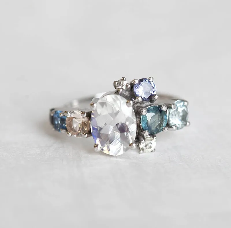 Revel Oval Moonstone Cluster Ring oval cut engagement ring