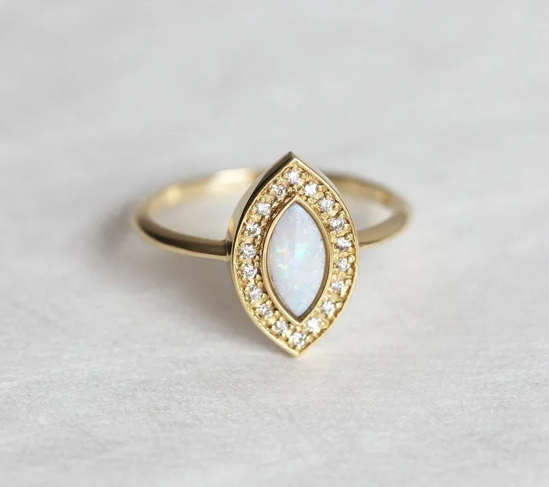 Rihanna Marquise Opal Ring view 2