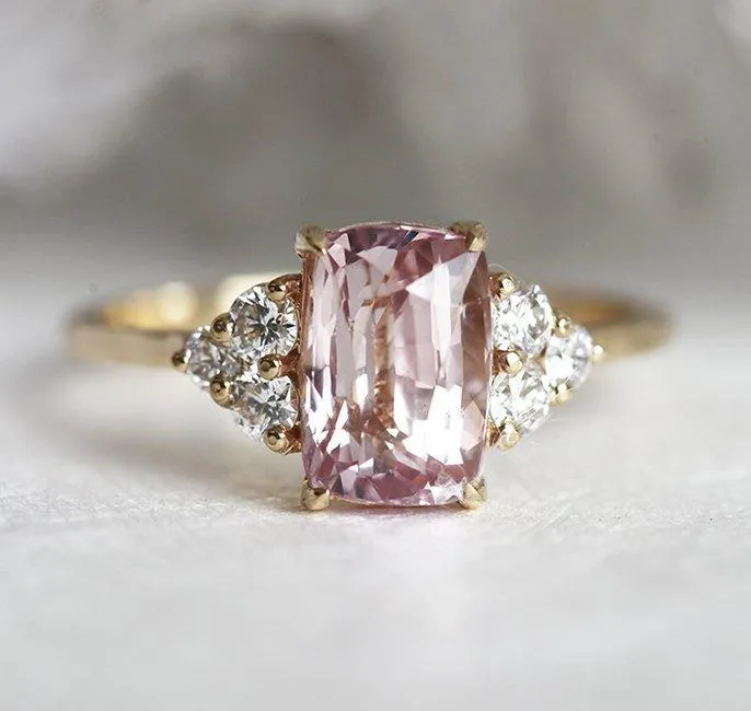 RITA PEACH SAPPHIRE DIAMOND RING vy 8