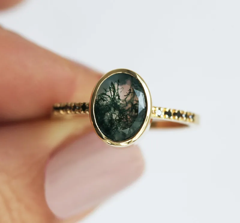 Ronia Moss Agate Ring Set vy 10