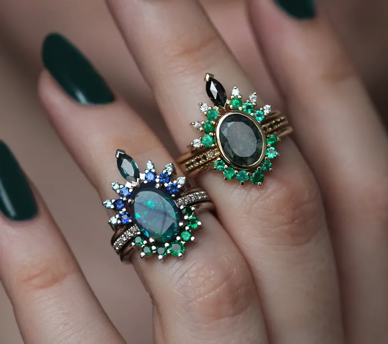 Ronia Moss Agate Ring Set vy 3