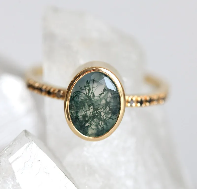 Ronia Moss Agate Ring Set vy 4