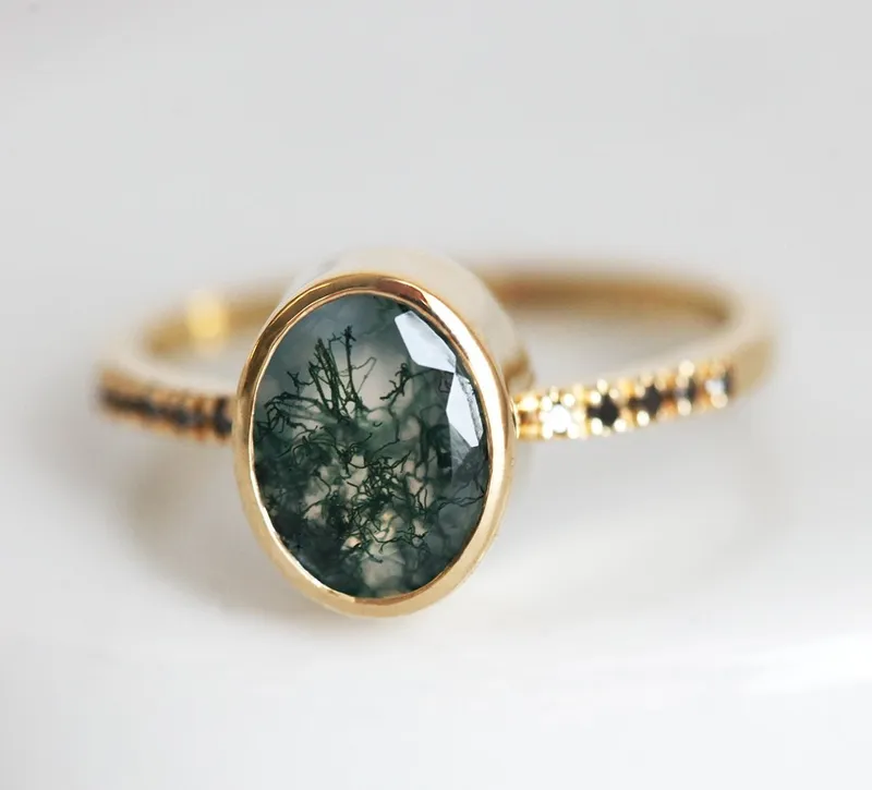 Ronia Moss Agate Ring Set vy 8