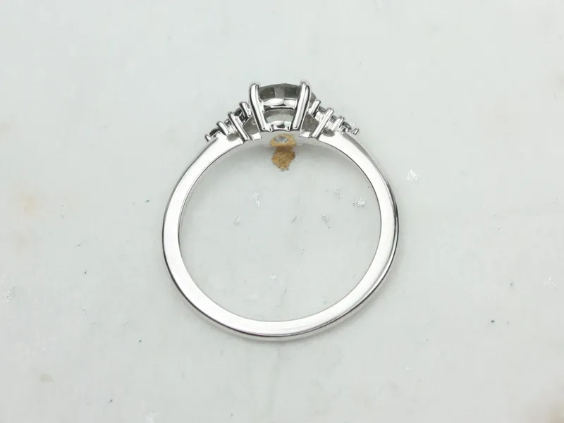 1ct Ready to Ship Malia 14kt White Gold Silver Grey Zircon Black Diamonds Cluster Ring view 4
