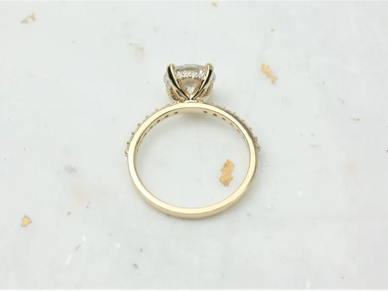 2ct Ready To Ship Sabrina 8mm 14kt Gold Moissanite Diamond Hidden Halo Round Solitaire Ring view 3