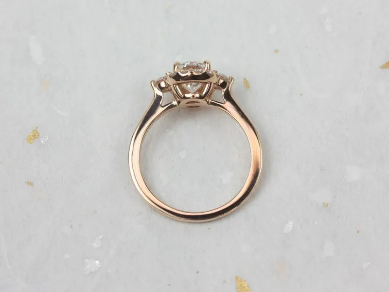 1.50cts Britney 8x6mm 14kt Moissanite Diamonds Unique Oval Halo Ring view 2