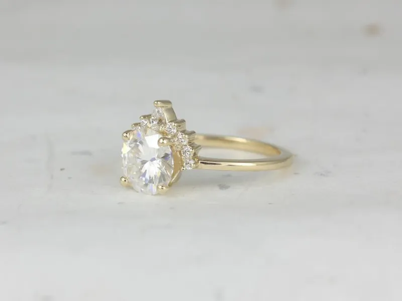 2ct Kylie 8mm 14kt Gold Moissanite Diamond Round Half Halo Ring view 3