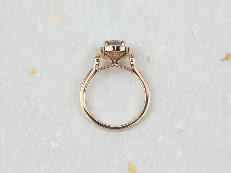 1.51ct Ready to Ship Mae 14kt Rose Gold Oval Icy Lavender Sapphire Diamond Unique Oval Halo Ring view 4