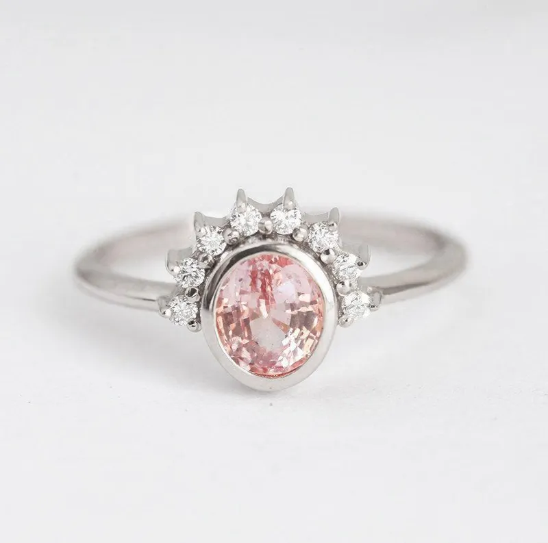 Rosalia Peach Sapphire Diamond Ring vy 7
