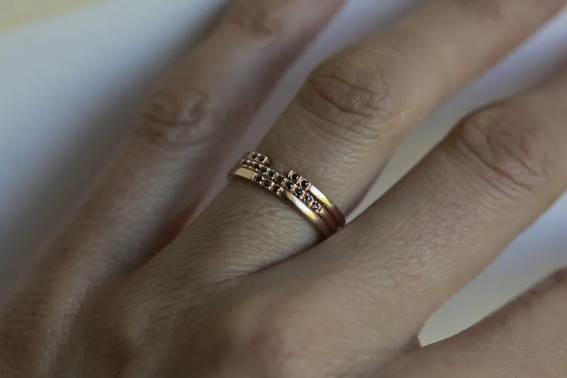 Rose Gold Diamond Band, Dainty Wedding Ring view 4