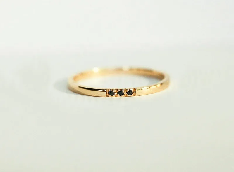 Rose Gold Diamond Band, Dainty Wedding Ring view 6