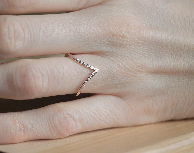 Rose Gold Diamond Ring, Rose Gold Wedding Ring view 4