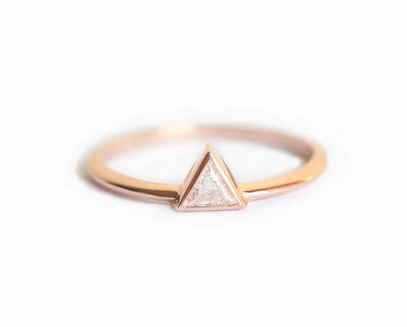 Rose Gold Diamond Wedding Set, Wedding Ring Set view 5