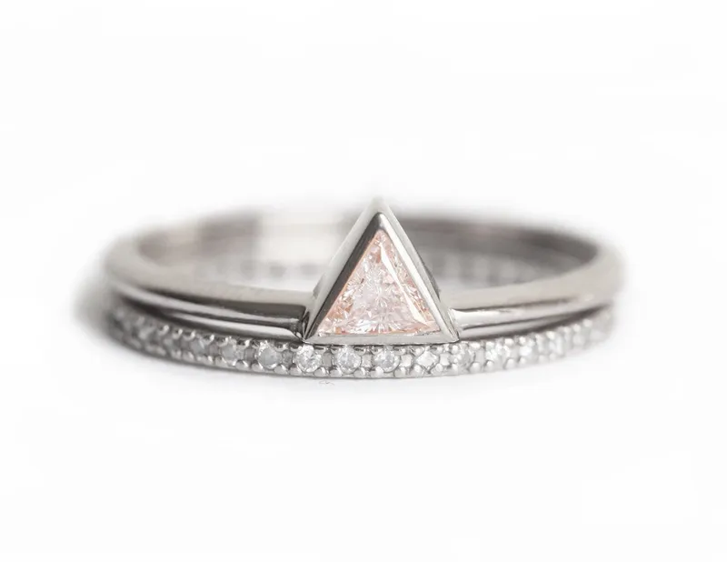 Rose Gold Diamond Wedding Set, Wedding Ring Set view 7