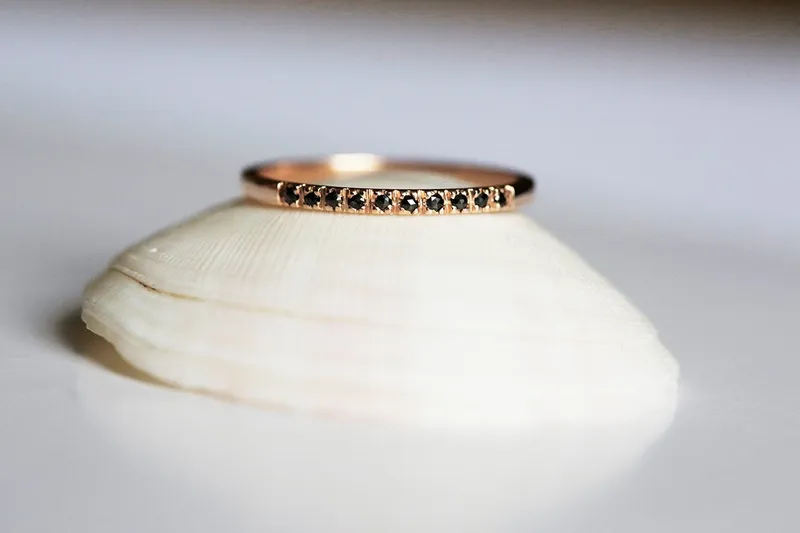 Rose Gold Pave Ring, Rose Gold Wedding Band view 2