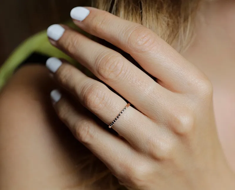 Rose Gold Pave Ring, Rose Gold Wedding Band view 3