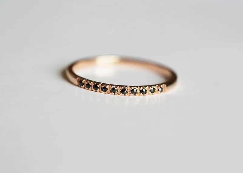 Rose Gold Pave Ring, Rose Gold Wedding Band view 6